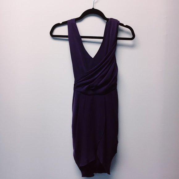 Alice and Olivia Deep Purple Sleeveless Mini Dress - Picture 2 of 8